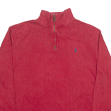 POLO RALPH LAUREN Mens Jumper Red 1/4 Zip Tight Knit L