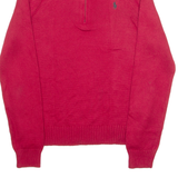 POLO RALPH LAUREN Mens Jumper Red 1/4 Zip Tight Knit S