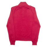 POLO RALPH LAUREN Mens Jumper Red 1/4 Zip Tight Knit S