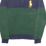 POLO RALPH LAUREN Boys Jumper Green 1/4 Zip Tight Knit XL