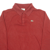 LACOSTE Mens Jumper Orange Collared Tight Knit XS