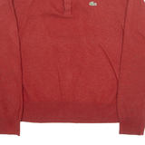 LACOSTE Mens Jumper Orange Collared Tight Knit XS