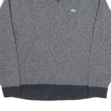 LACOSTE Boys Jumper Grey High Neck Waffle Knit L