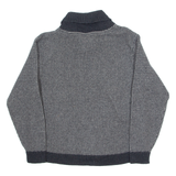 LACOSTE Boys Jumper Grey High Neck Waffle Knit L