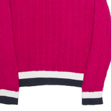 LACOSTE Womens Jumper Pink Cable Knit XL