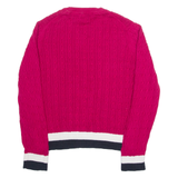 LACOSTE Womens Jumper Pink Cable Knit XL