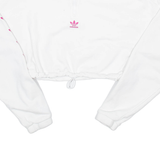 ADIDAS Cropped Womens Sweatshirt White UK 4