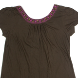 WHITE STUFF Womens T-Shirt Green Button Neck UK 12