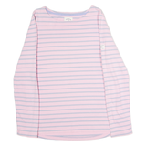 JOULES Striped Womens T-Shirt Pink Long Sleeve Crew Neck UK 10