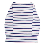 CREW CLOTHING Striped Womens T-Shirt Blue 3/4 Sleeve Crew Neck UK 12
