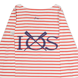 JOULES Striped Womens T-Shirt White Long Sleeve Crew Neck UK 10