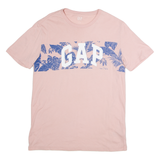 GAP Tropical Print Mens T-Shirt Pink Crew Neck S
