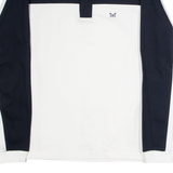 CREW CLOTHING Rugby Mens Polo Shirt White Colourblock Long Sleeve S