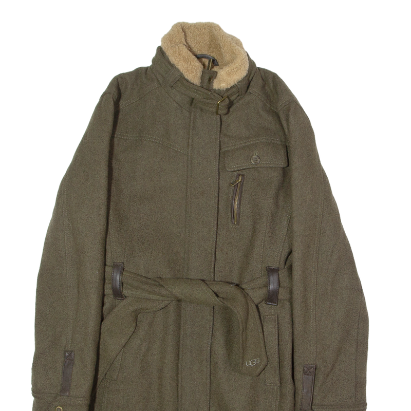 UGG Womens Trench Coat Green Wool L