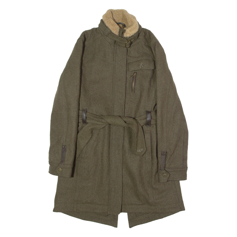 UGG Womens Trench Coat Green Wool L