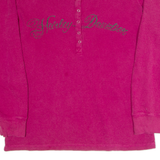 HARLEY DAVIDSON Womens Biker T-Shirt Pink Long Sleeve Button Neck L