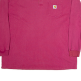 CARHARTT Oversized Mens T-Shirt Red Long Sleeve Button Neck XL