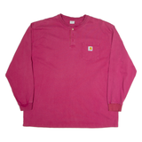 CARHARTT Oversized Mens T-Shirt Red Long Sleeve Button Neck XL