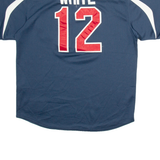 NIKE LHS Mens Football Shirt Jersey Blue USA Button Neck M