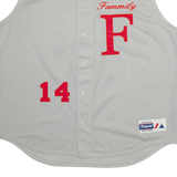 MAJESTIC Fammily 14 Mens Jersey Grey Sleeveless Button Neck XL