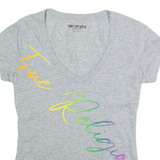 TRUE RELIGION Womens T-Shirt Grey V-Neck XS