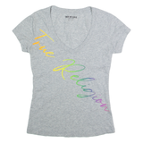 TRUE RELIGION Womens T-Shirt Grey V-Neck XS