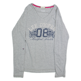 LEE COOPER Womens T-Shirt Grey Long Sleeve S
