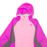 THE NORTH FACE Girls Rain Coat Pink Hooded Colourblock XL