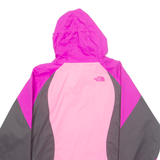THE NORTH FACE Girls Rain Coat Pink Hooded Colourblock XL