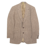Mens Blazer Jacket Brown Wool Chevron M