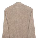 Mens Blazer Jacket Brown Wool Chevron M