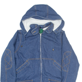 HUNTERS RUN Womens Sherpa Lined Denim Coat Blue Hooded M