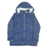 HUNTERS RUN Womens Sherpa Lined Denim Coat Blue Hooded M
