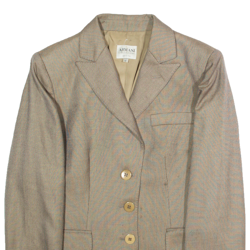 ARMANI COLLEZIONI Womens Blazer Jacket Beige Wool L