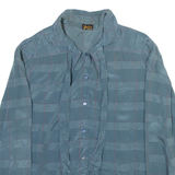 JUCCILLARIO Womens Printed Shirt Blue Collared Long Sleeve Silk Check S