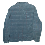 JUCCILLARIO Womens Printed Shirt Blue Collared Long Sleeve Silk Check S