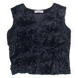 ELEONORA MANTO Womens Vest Black V-Neck Sleeveless 90s S