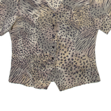 ANNA Womens Printed Shirt Grey V-Neck Animal Print M