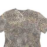 ANNA Womens Printed Shirt Grey V-Neck Animal Print M