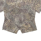 ANNA Womens Printed Shirt Grey V-Neck Animal Print M