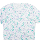 Womens Printed Blouse White Crazy Pattern M