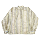 Sheer Womens Printed Blouse Gold High Neck Long Sleeve Striped M