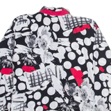 YESSICA Womens Printed Shirt Black Collared Long Sleeve Viscose Crazy Pattern M