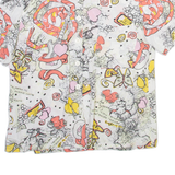 Womens Printed Shirt White Collared Crazy Pattern M