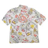 Womens Printed Shirt White Collared Crazy Pattern M