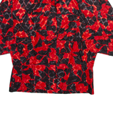 ANCESTRAL Womens Printed Blouse Red Collared 3/4 Sleeve Silk Crazy Pattern M