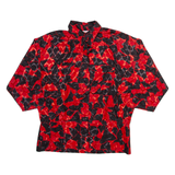 ANCESTRAL Womens Printed Blouse Red Collared 3/4 Sleeve Silk Crazy Pattern M