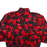 ANCESTRAL Womens Printed Blouse Red Collared 3/4 Sleeve Silk Crazy Pattern M