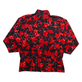 ANCESTRAL Womens Printed Blouse Red Collared 3/4 Sleeve Silk Crazy Pattern M