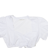 ESMARA Womens Cropped Blouse White Puff Sleeve M